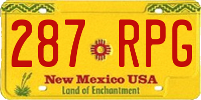 NM license plate 287RPG