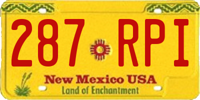NM license plate 287RPI