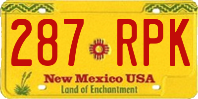 NM license plate 287RPK