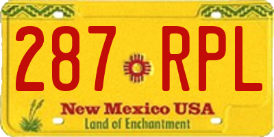 NM license plate 287RPL