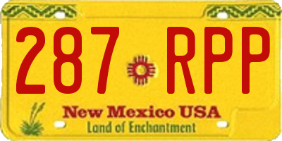 NM license plate 287RPP