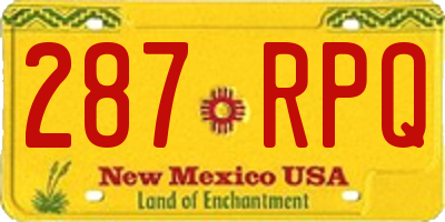 NM license plate 287RPQ