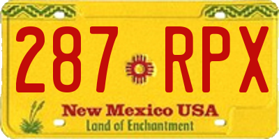 NM license plate 287RPX