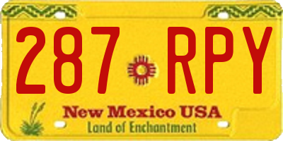 NM license plate 287RPY