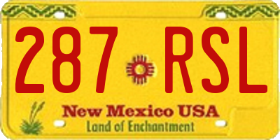 NM license plate 287RSL