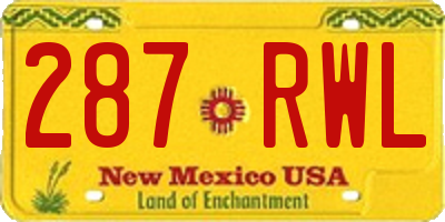 NM license plate 287RWL