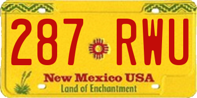 NM license plate 287RWU