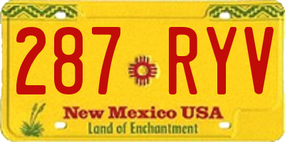 NM license plate 287RYV