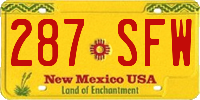 NM license plate 287SFW