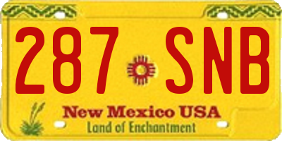 NM license plate 287SNB