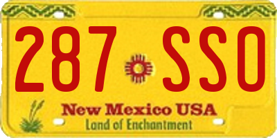 NM license plate 287SSO