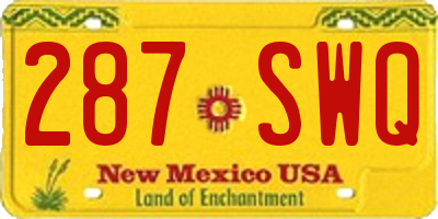 NM license plate 287SWQ