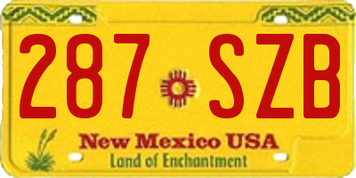 NM license plate 287SZB