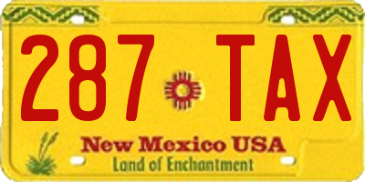 NM license plate 287TAX