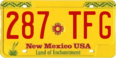 NM license plate 287TFG