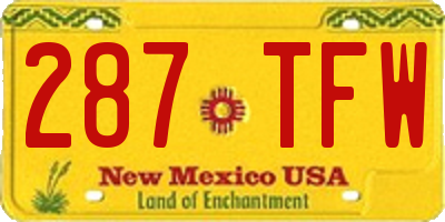 NM license plate 287TFW