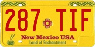 NM license plate 287TIF