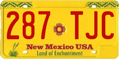 NM license plate 287TJC