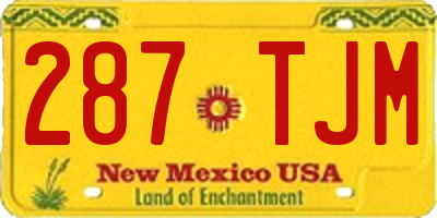 NM license plate 287TJM