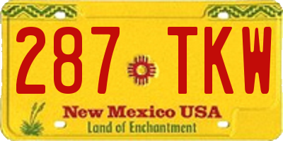 NM license plate 287TKW