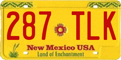 NM license plate 287TLK