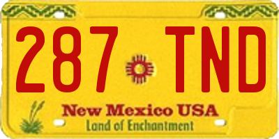 NM license plate 287TND