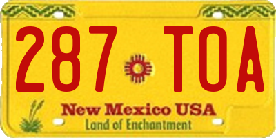 NM license plate 287TOA