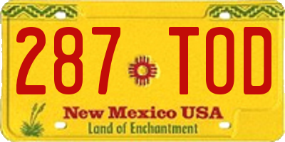 NM license plate 287TOD