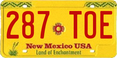 NM license plate 287TOE