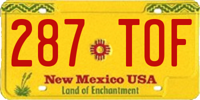 NM license plate 287TOF