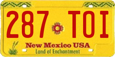 NM license plate 287TOI