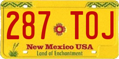 NM license plate 287TOJ