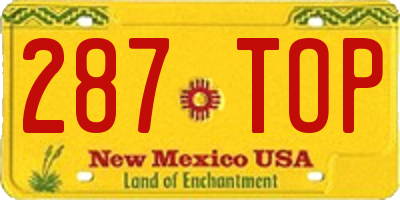 NM license plate 287TOP