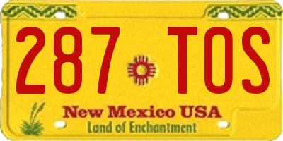 NM license plate 287TOS