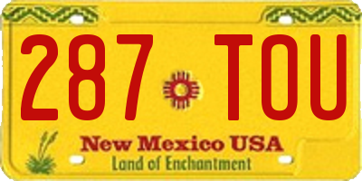 NM license plate 287TOU