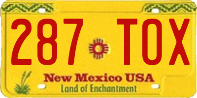 NM license plate 287TOX