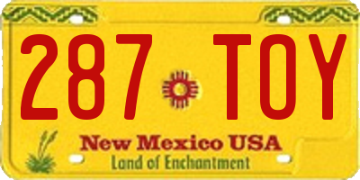 NM license plate 287TOY