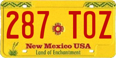 NM license plate 287TOZ