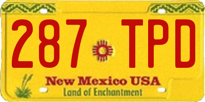 NM license plate 287TPD