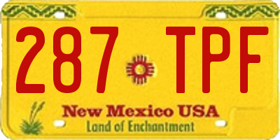 NM license plate 287TPF