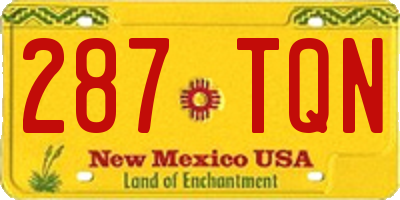 NM license plate 287TQN