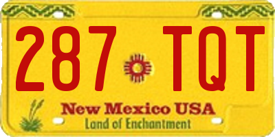 NM license plate 287TQT