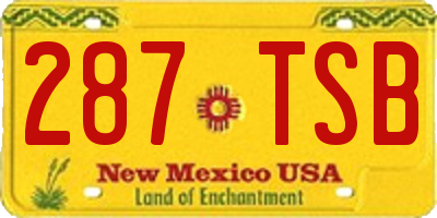 NM license plate 287TSB