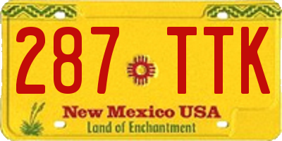 NM license plate 287TTK