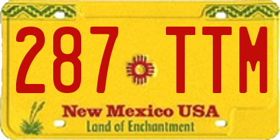 NM license plate 287TTM
