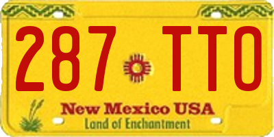NM license plate 287TTO