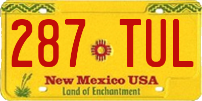 NM license plate 287TUL