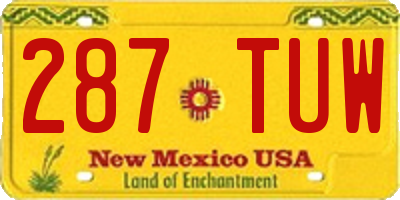 NM license plate 287TUW