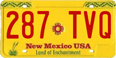 NM license plate 287TVQ