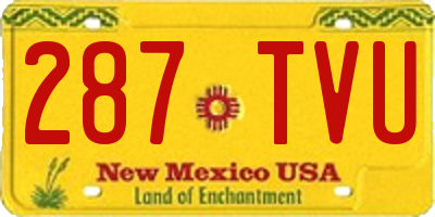 NM license plate 287TVU